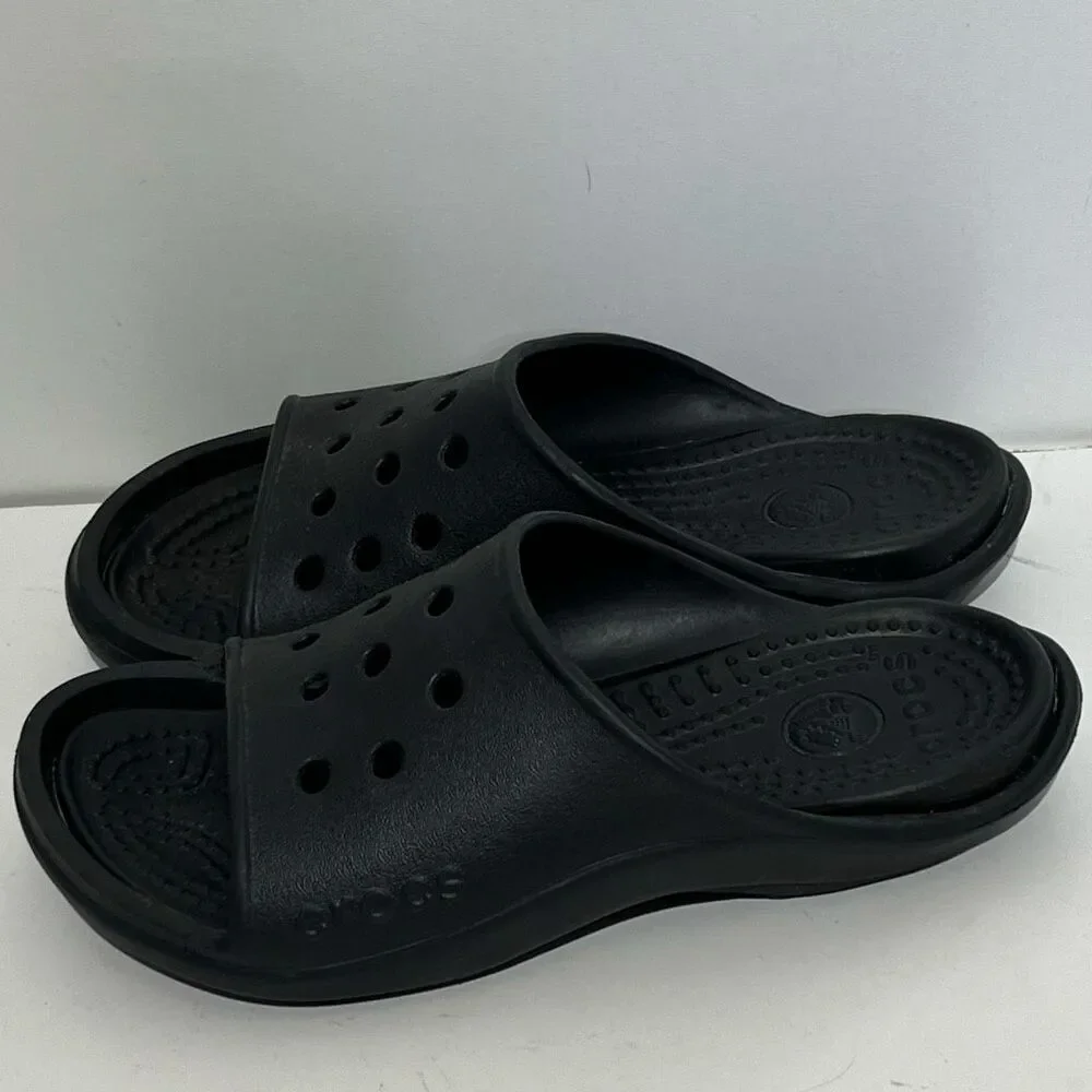 Crocs Unisex Black Baya Open‎ Toe Lightweight Slip On Slide Sandals Size 7/8